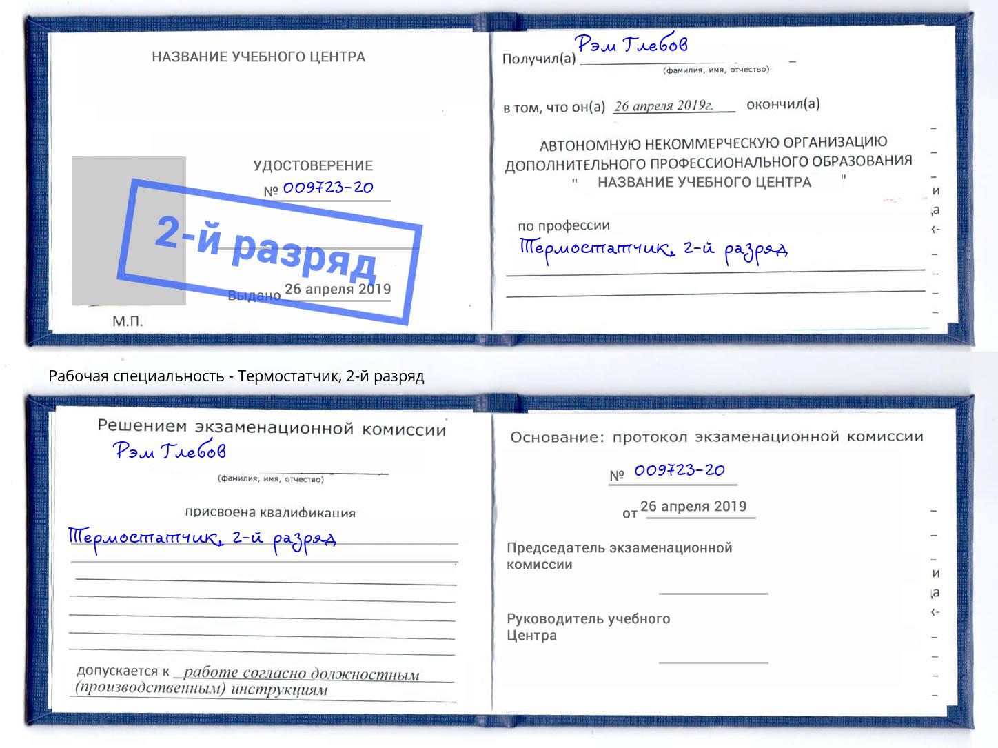 корочка 2-й разряд Термостатчик Саров